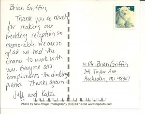 LeBrun Wedding Postcard Back